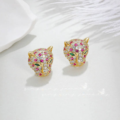 1 Pair Hip-Hop Funny Artistic Color Block Plating Inlay Artificial Gemstones Copper Alloy Artificial Gemstones 16K Gold Plated White Gold Plated Ear Studs