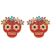 1 Pair Hip-Hop Funny Floral Skull Alloy Ear Studs