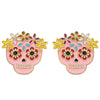 1 Pair Hip-Hop Funny Floral Skull Alloy Ear Studs