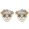 1 Pair Hip-Hop Funny Floral Skull Alloy Ear Studs