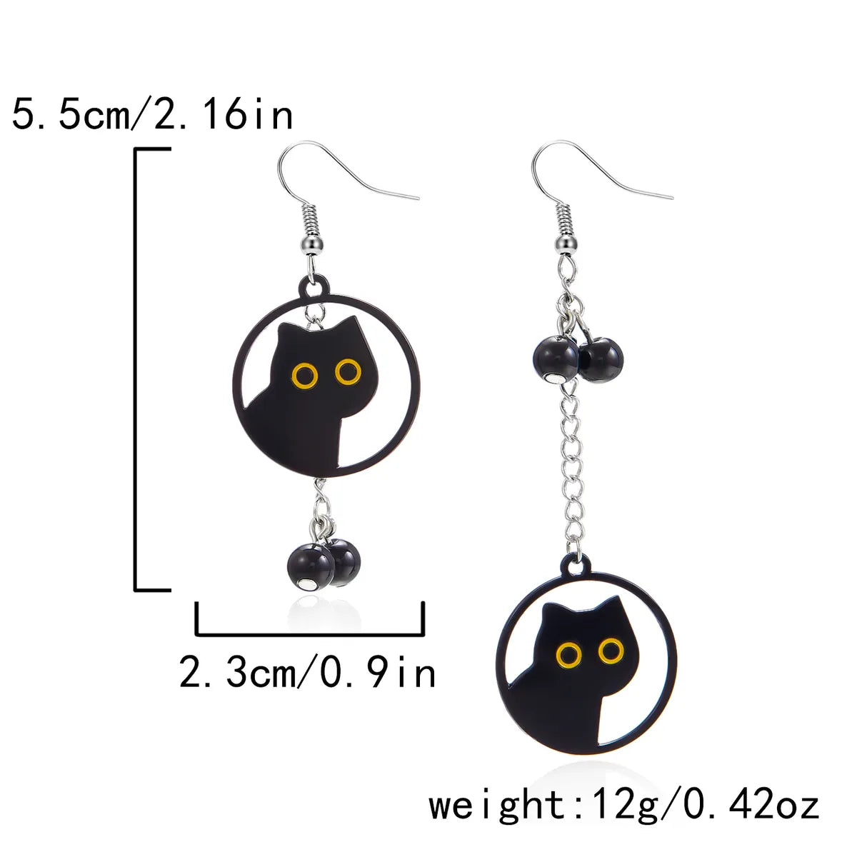 1 Pair Hip-Hop Funny Ghost Spider Bat Asymmetrical Alloy Drop Earrings