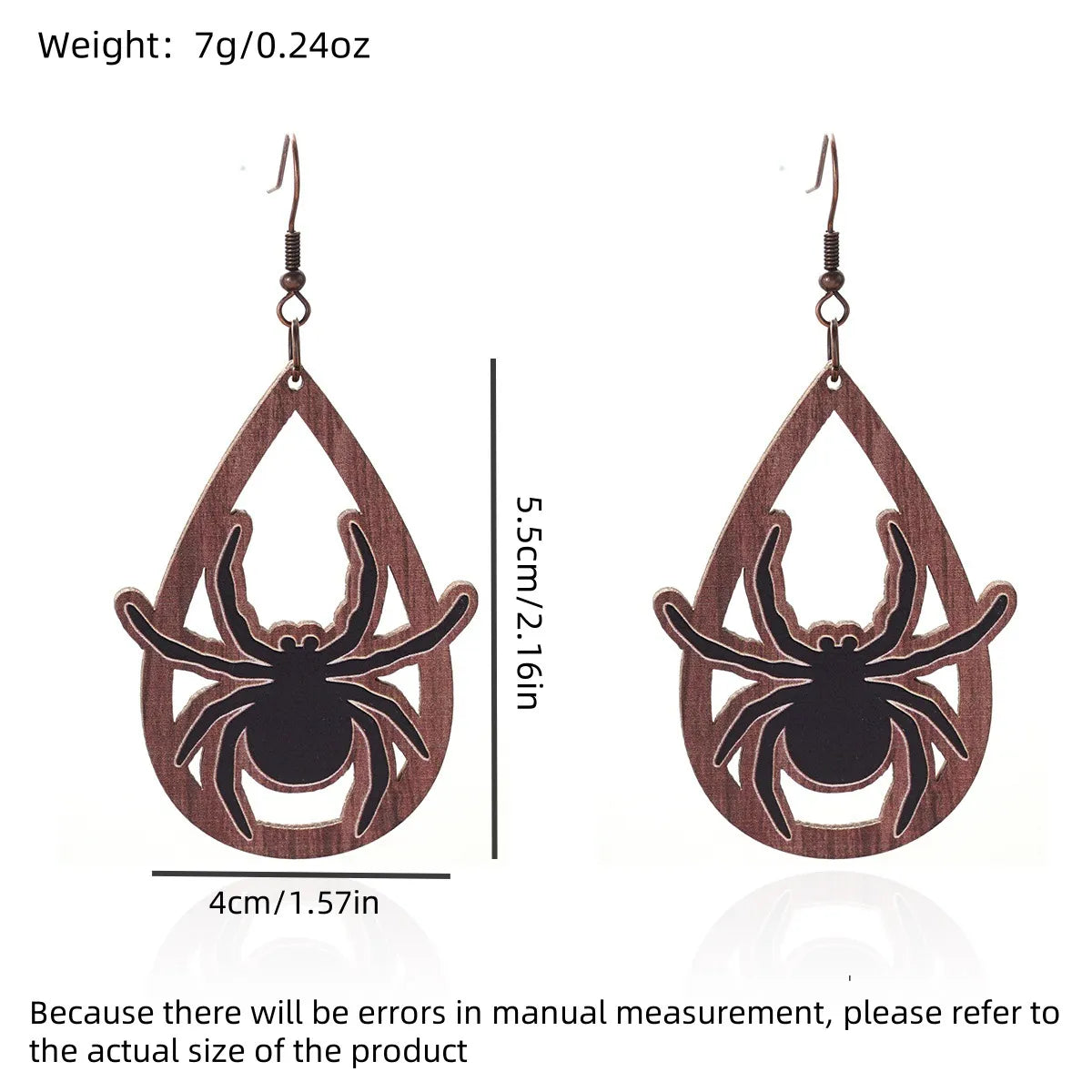 1 Pair Hip-Hop Funny Ghost Spider Skull Wood Drop Earrings