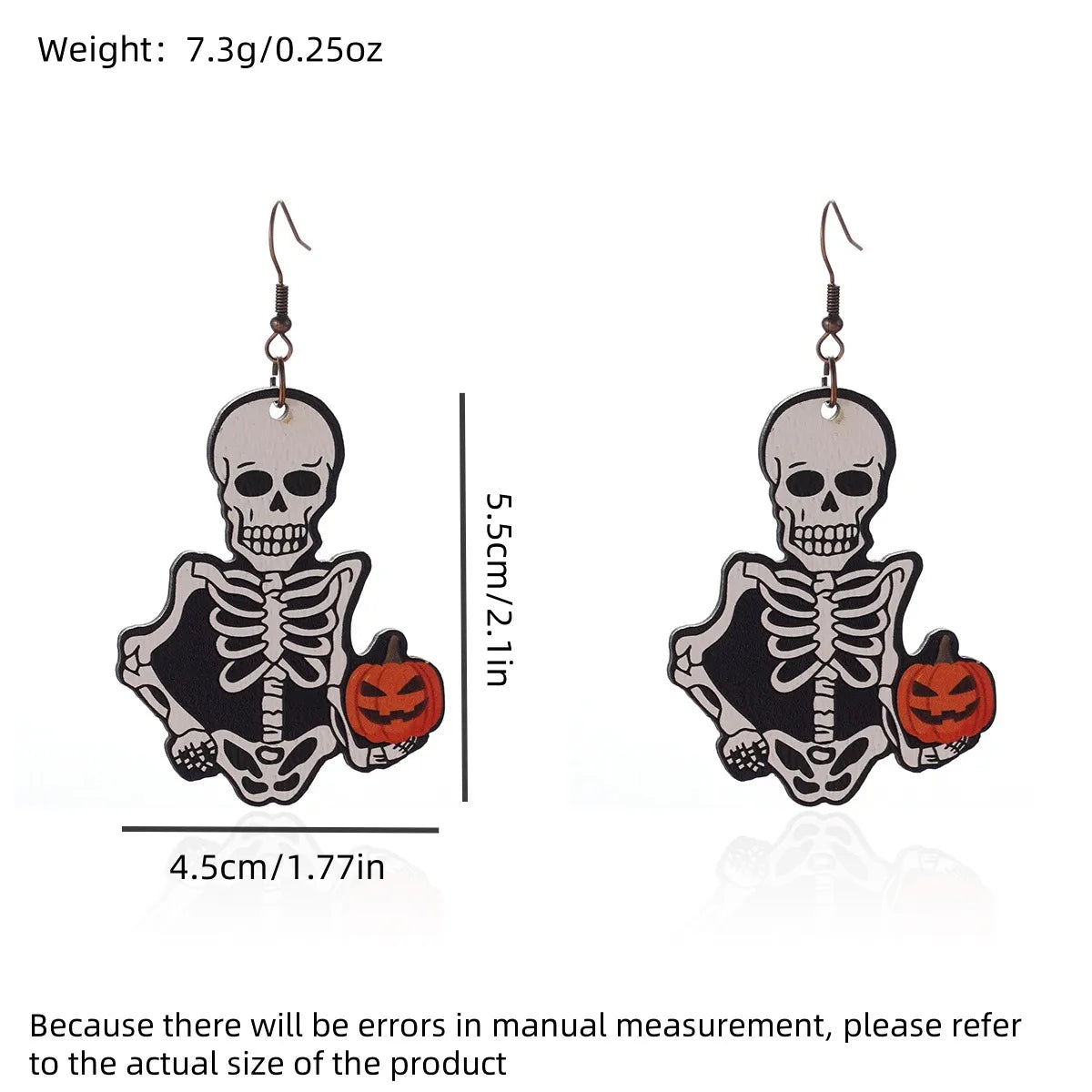 1 Pair Hip-Hop Funny Ghost Spider Skull Wood Drop Earrings