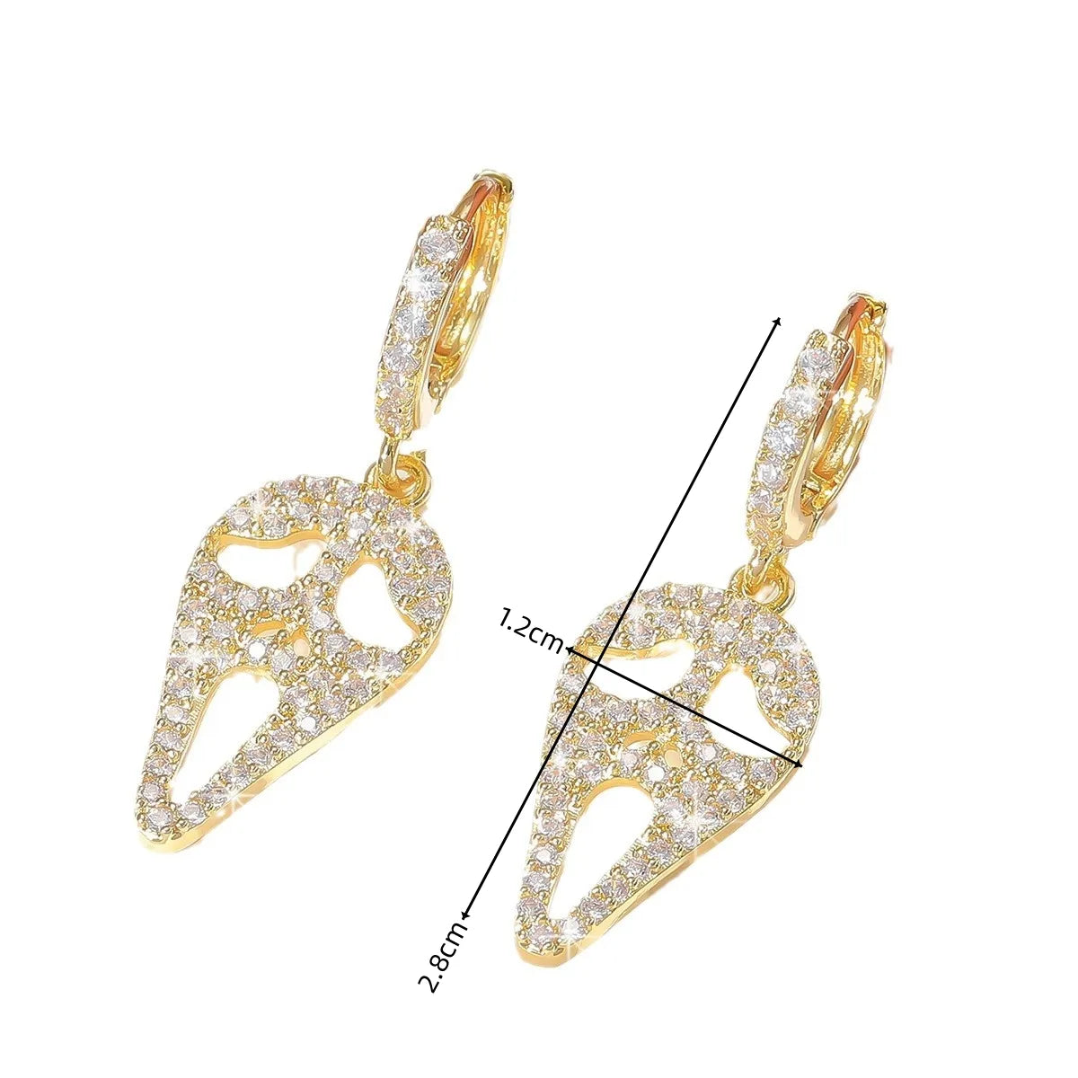 1 Pair Hip-Hop Funny Grimace Plating Inlay Copper Zircon Gold Plated Drop Earrings