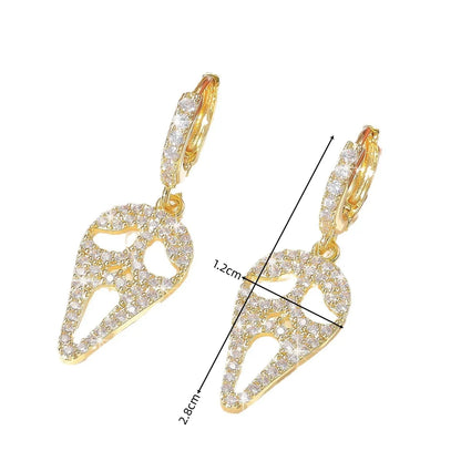 1 Pair Hip-Hop Funny Grimace Plating Inlay Copper Zircon Gold Plated Drop Earrings