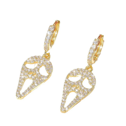 1 Pair Hip-Hop Funny Grimace Plating Inlay Copper Zircon Gold Plated Drop Earrings