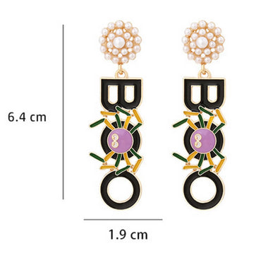 1 Pair Hip-Hop Funny Letter Spider Enamel Plating Inlay Alloy Imitation Pearl Drop Earrings