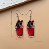 1 Pair Hip-Hop Funny Pumpkin Skull Ghost Asymmetrical Printing Arylic Drop Earrings