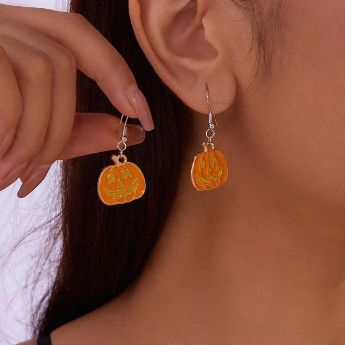 1 Pair Hip-Hop Funny Pumpkin Spider Asymmetrical Alloy Drop Earrings