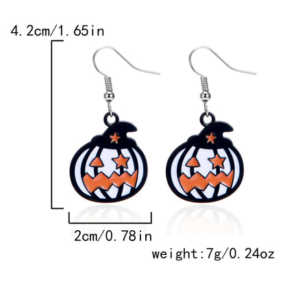 1 Pair Hip-Hop Funny Pumpkin Spider Asymmetrical Alloy Drop Earrings