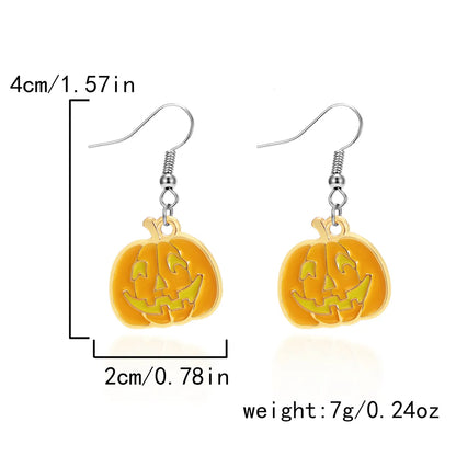 1 Pair Hip-Hop Funny Pumpkin Spider Asymmetrical Alloy Drop Earrings