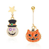 1 Pair Hip-Hop Funny Pumpkin Spider Skull Asymmetrical Alloy Drop Earrings