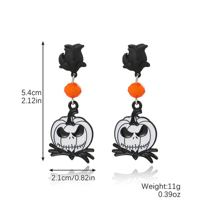 1 Pair Hip-Hop Funny Pumpkin Spider Skull Plating Zinc Alloy Drop Earrings