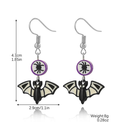 1 Pair Hip-Hop Funny Pumpkin Spider Skull Plating Zinc Alloy Drop Earrings