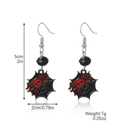 1 Pair Hip-Hop Funny Pumpkin Spider Skull Plating Zinc Alloy Drop Earrings