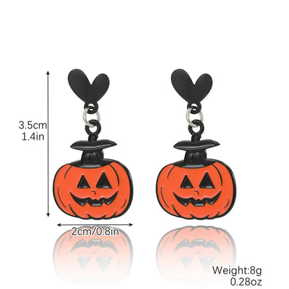 1 Pair Hip-Hop Funny Pumpkin Spider Skull Plating Zinc Alloy Drop Earrings