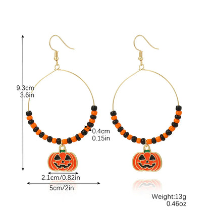 1 Pair Hip-Hop Funny Pumpkin Spider Skull Plating Zinc Alloy Drop Earrings