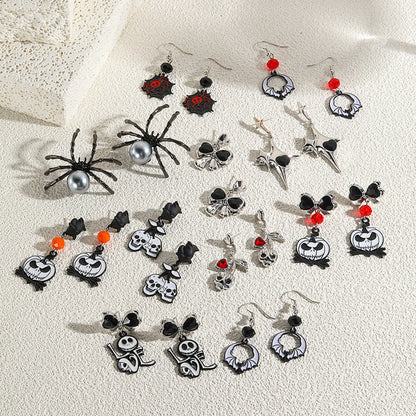 1 Pair Hip-Hop Funny Pumpkin Spider Skull Plating Zinc Alloy Drop Earrings