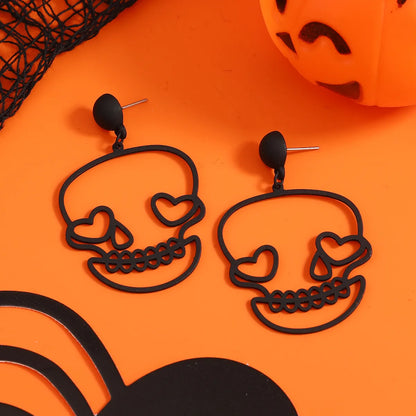 1 Pair Hip-Hop Funny Punk Skull Hollow Out Mixed Materials Drop Earrings