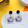 1 Pair Hip-Hop Funny Shiny Pumpkin Skull Ghost Asymmetrical Printing Arylic Drop Earrings