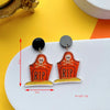 1 Pair Hip-Hop Funny Shiny Pumpkin Skull Ghost Asymmetrical Printing Arylic Drop Earrings