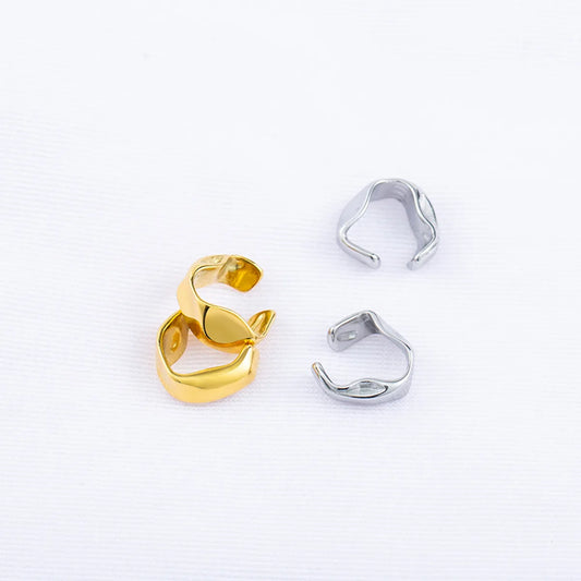 1 Pair Hip-hop Geometric Solid Color Irregular Water Ripples Plating Titanium Steel 18k Gold Plated Ear Cuffs