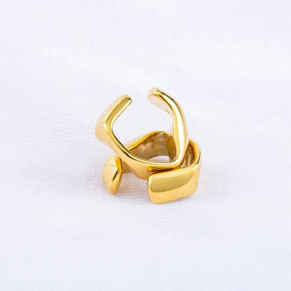 1 Pair Hip-hop Geometric Solid Color Irregular Water Ripples Plating Titanium Steel 18k Gold Plated Ear Cuffs