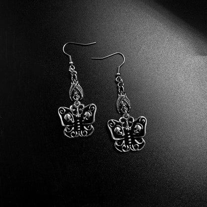 1 Pair Hip-Hop Heart Shape Butterfly Skull Alloy Drop Earrings