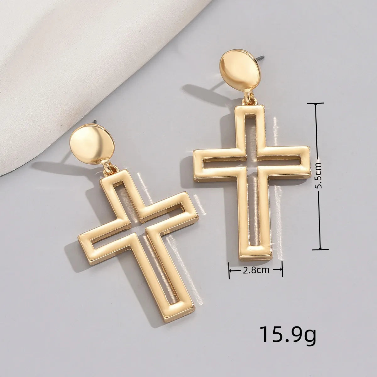 1 Pair Hip-hop Luxurious Cross Heart Shape Skeleton Alloy Iron Drop Earrings