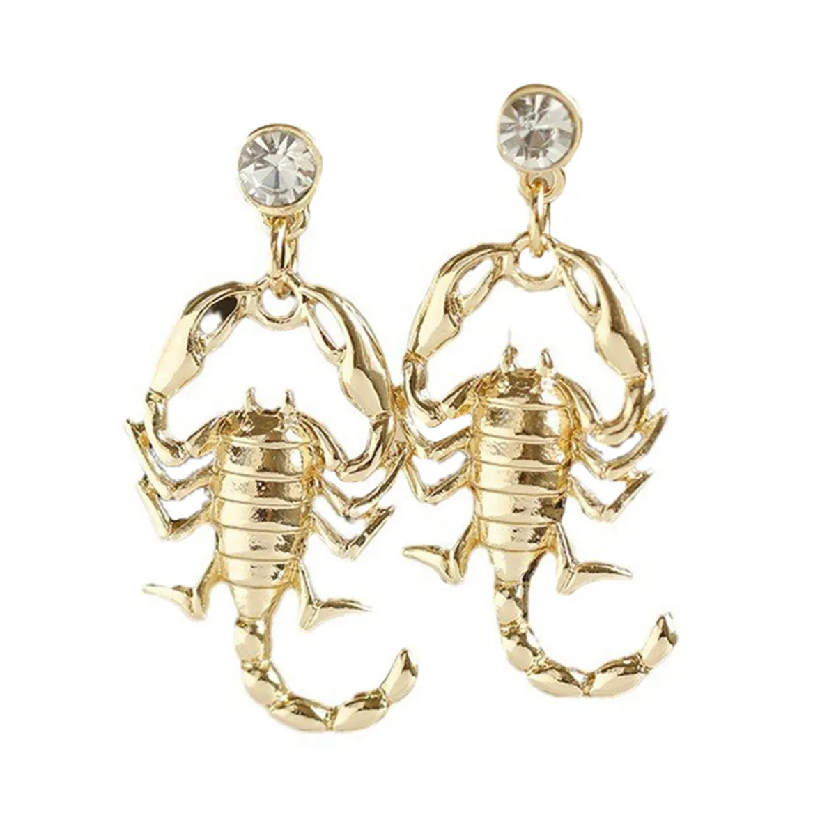 1 Pair Hip-Hop Novelty Punk Scorpion Irregular Plating Inlay Alloy Rhinestones Drop Earrings