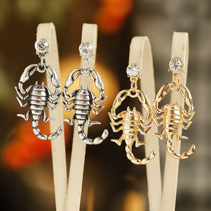 1 Pair Hip-Hop Novelty Punk Scorpion Irregular Plating Inlay Alloy Rhinestones Drop Earrings