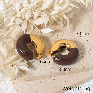 1 Pair Hip-hop Punk Color Block Enamel Plating Titanium Steel 18k Gold Plated Ear Cuffs