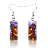 1 Pair Hip-Hop Punk Pumpkin Ghost Bat Inlay Stainless Steel Glass Drop Earrings