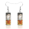 1 Pair Hip-Hop Punk Pumpkin Ghost Bat Inlay Stainless Steel Glass Drop Earrings