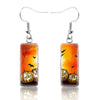 1 Pair Hip-Hop Punk Pumpkin Ghost Bat Inlay Stainless Steel Glass Drop Earrings