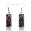 1 Pair Hip-Hop Punk Pumpkin Ghost Bat Inlay Stainless Steel Glass Drop Earrings