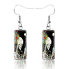 1 Pair Hip-Hop Punk Pumpkin Ghost Bat Inlay Stainless Steel Glass Drop Earrings