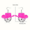 1 Pair Hip-Hop Punk Shiny Hat Laser Ball Plastic Drop Earrings