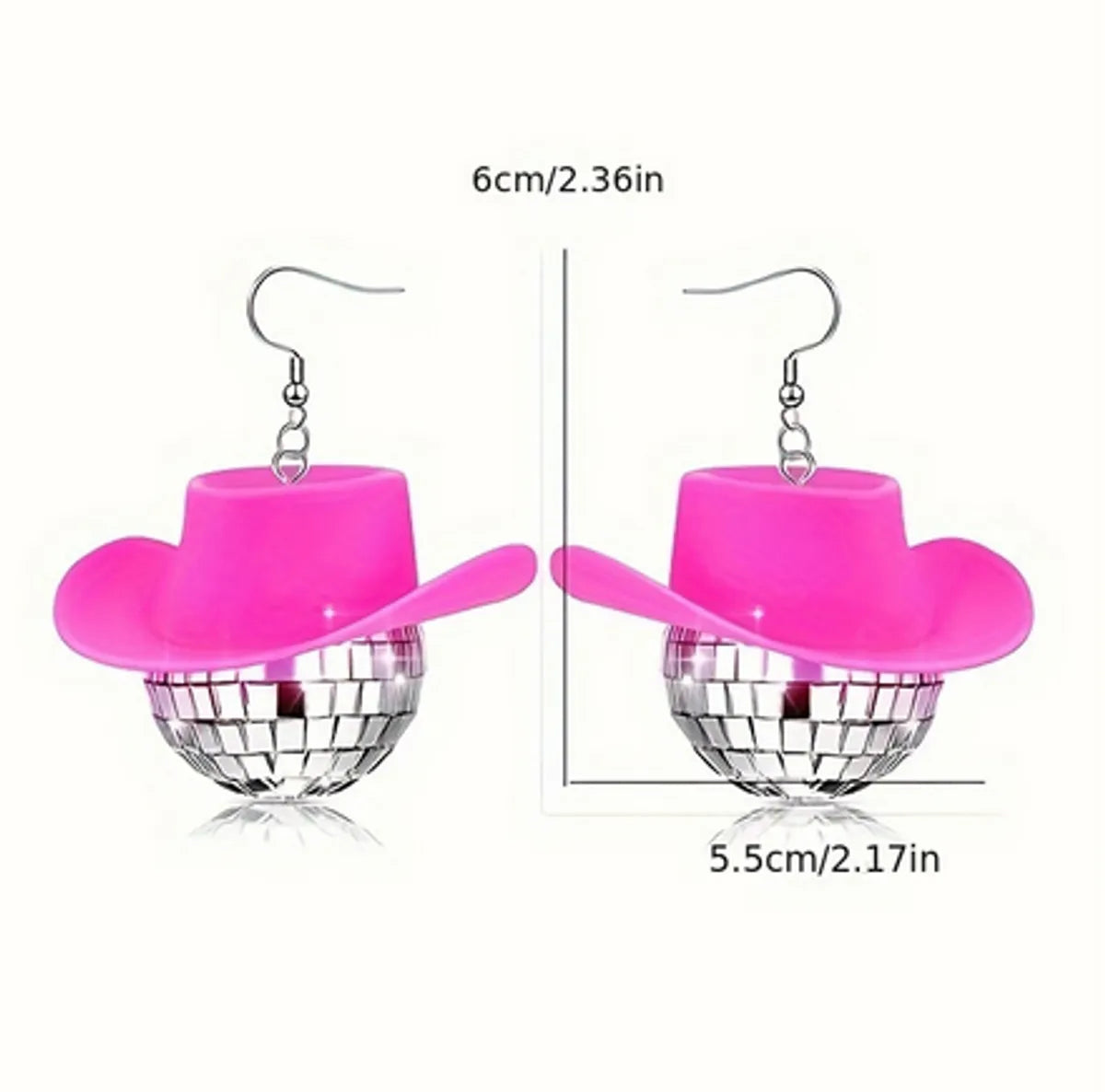 1 Pair Hip-Hop Punk Shiny Hat Laser Ball Plastic Drop Earrings