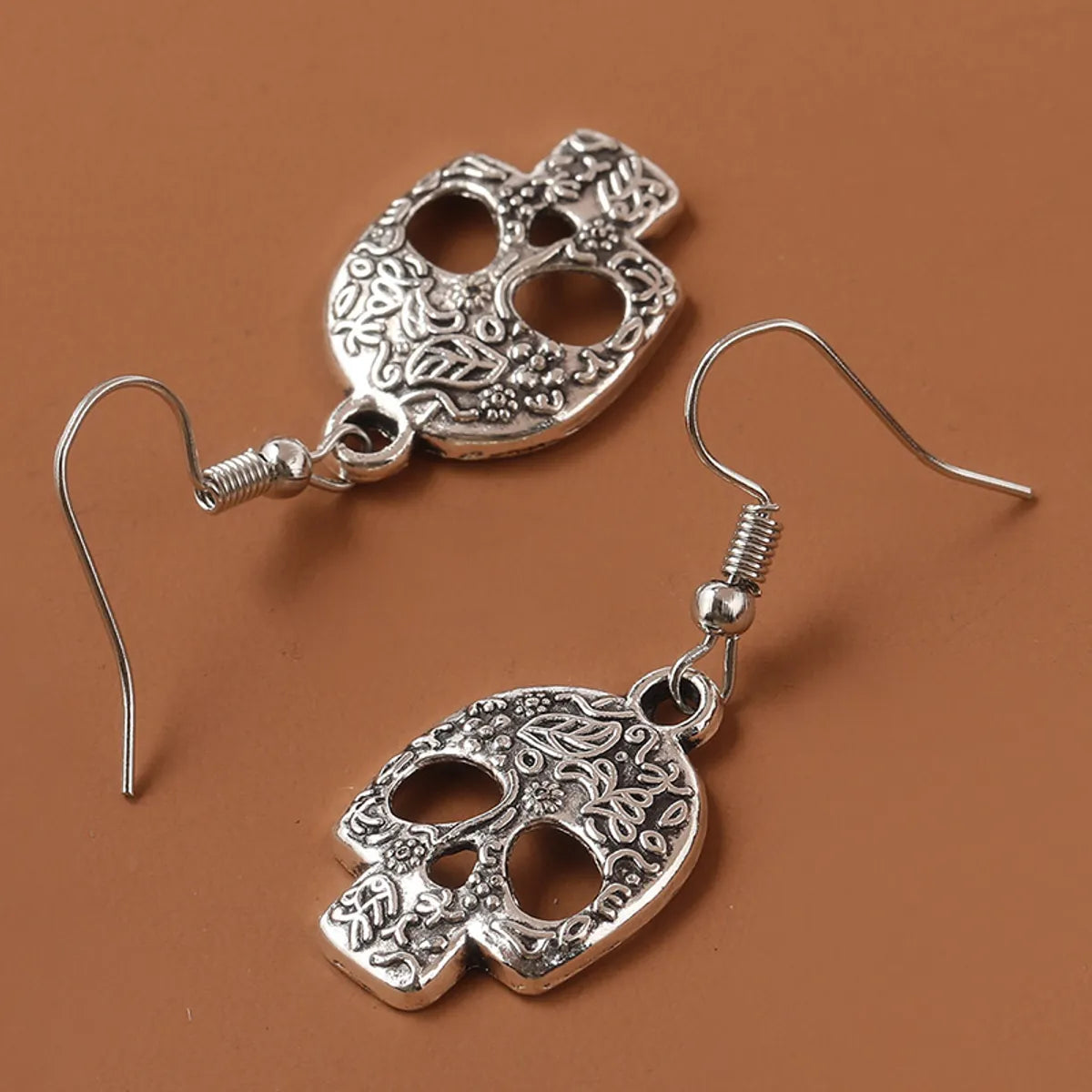 1 Pair Hip-Hop Punk Skull Zinc Alloy Drop Earrings