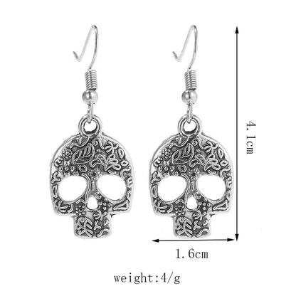 1 Pair Hip-Hop Punk Skull Zinc Alloy Drop Earrings