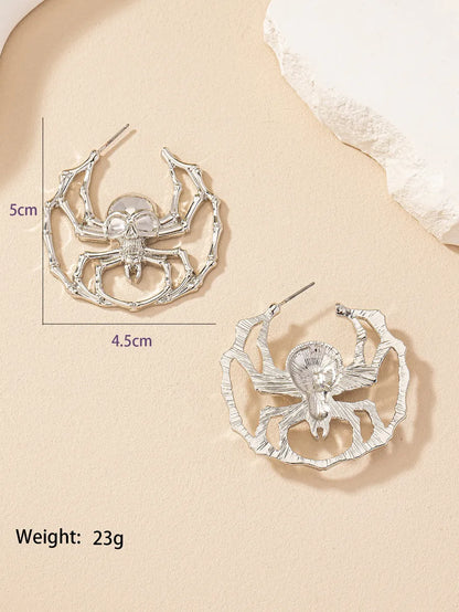 1 Pair Hip-hop Punk Spider Skull Plating Alloy Gold Plated Drop Earrings