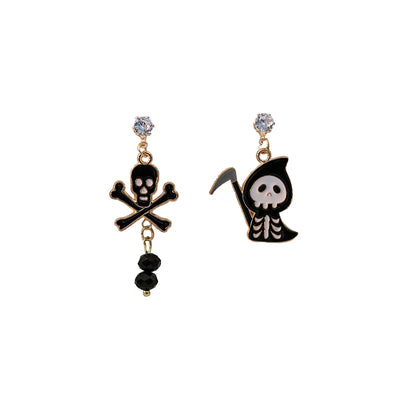 1 Pair Hip-Hop Retro Classic Style Ghost Color Block Skull Enamel Plating Alloy Drop Earrings