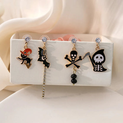 1 Pair Hip-Hop Retro Classic Style Ghost Color Block Skull Enamel Plating Alloy Drop Earrings