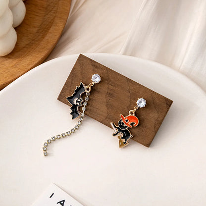 1 Pair Hip-Hop Retro Classic Style Ghost Color Block Skull Enamel Plating Alloy Drop Earrings