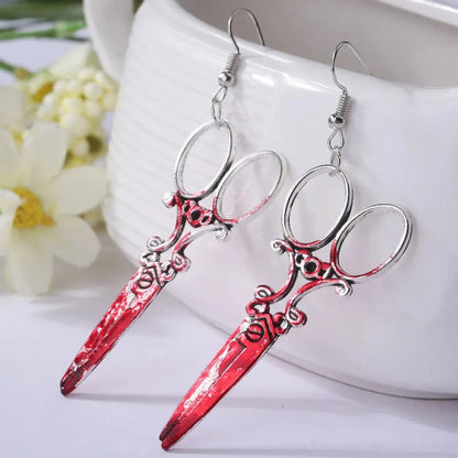 1 Pair Hip-Hop Retro Geometric Axe Skull Plating Alloy Drop Earrings