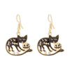 1 Pair Hip-Hop Retro Geometric Cat Skull Enamel Inlay Alloy Rhinestones Drop Earrings