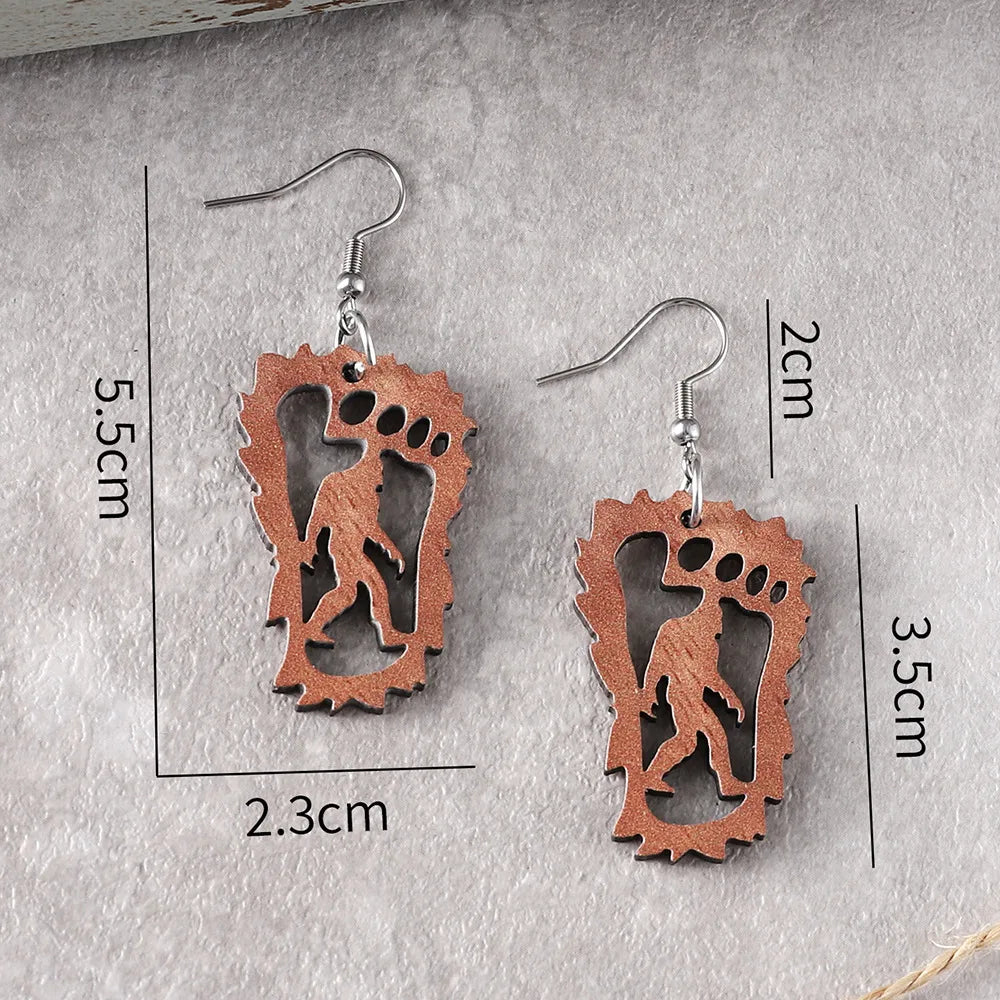 1 Pair Hip-Hop Retro Geometric Patchwork Wood Drop Earrings