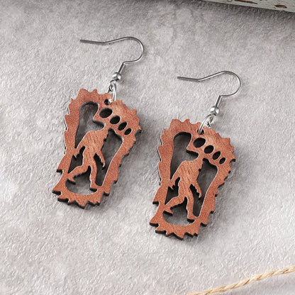 1 Pair Hip-Hop Retro Geometric Patchwork Wood Drop Earrings