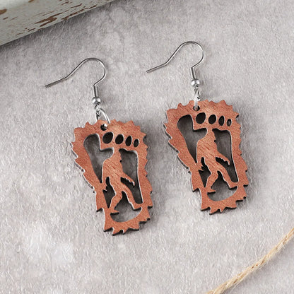 1 Pair Hip-Hop Retro Geometric Patchwork Wood Drop Earrings